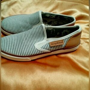 Tommy Bahama Striped Slip-On Loafers in Blue and White